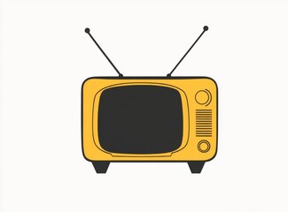   silhouette of an old yellow television set against a white background