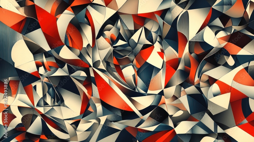 Poster abstract geometric art composition with dynamic lines and contrasting colors