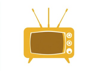   silhouette of an old yellow television set against a white background