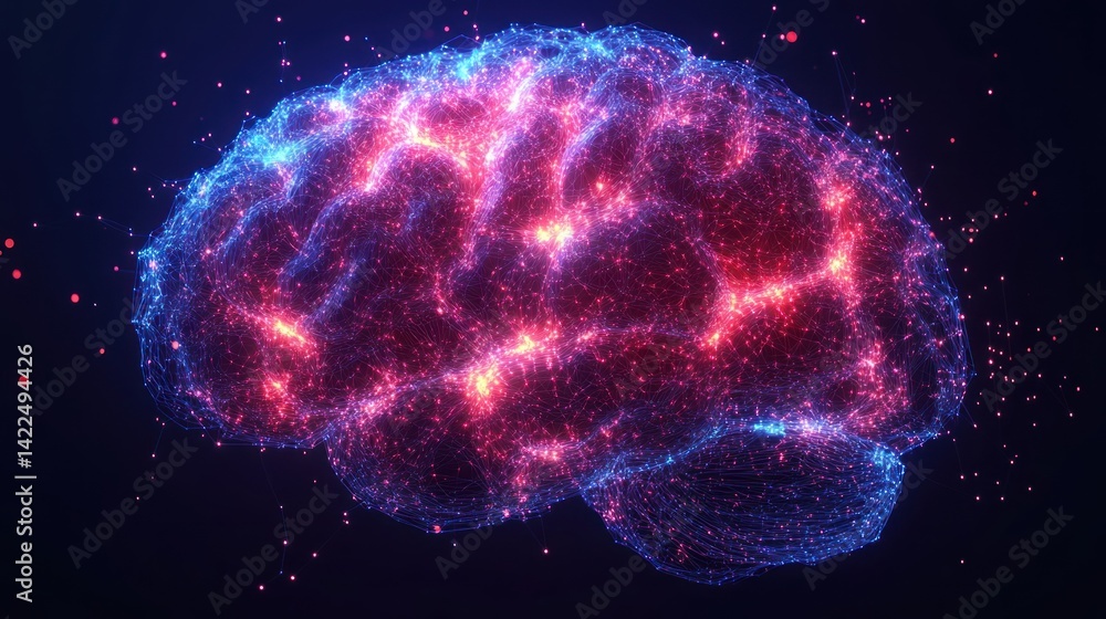 Aufkleber digital brain with glowing connections symbolizing artificial intelligence