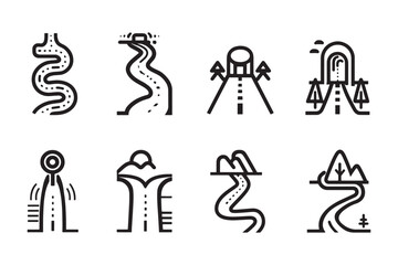 Fototapeta premium Minimalist Road Sign Icon 2D Line Art