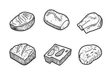 Minimalist Roast Beef 2D Line Art