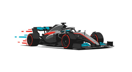 This is a picture of race car with red and blue stripe on the side...