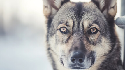 Obraz premium Close-up of a Wolf-Like Dog with Intense Gaze