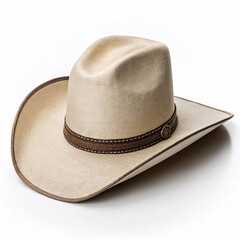 beige cowboy hat isolated on white background