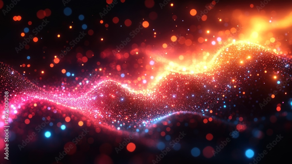 Aufkleber abstract glowing particles wave background with vibrant colors and bokeh effects