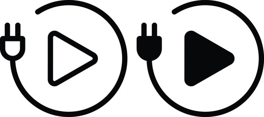 play button and plug icon illustration