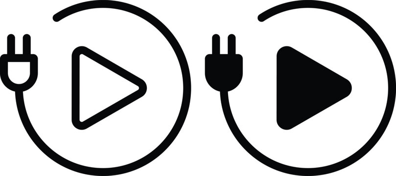 play button and plug icon illustration