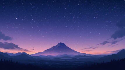 Fototapeta premium Starry night panorama of a majestic mountain range.