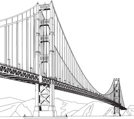 Simple Bridge silhouette vector illustration isolated On Transparent Background