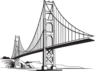 Fototapeta premium Simple Bridge silhouette vector illustration isolated On Transparent Background