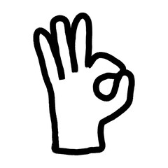  hand ok logo sign gesture doodle - hand-drawn icon 