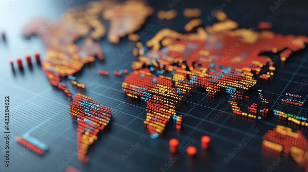 Aufkleber global data visualization showcasing worldwide trends and insights, highlighting connectivity, analy