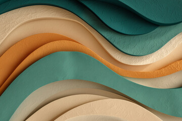 The waves are colorful and made of different colored paper
