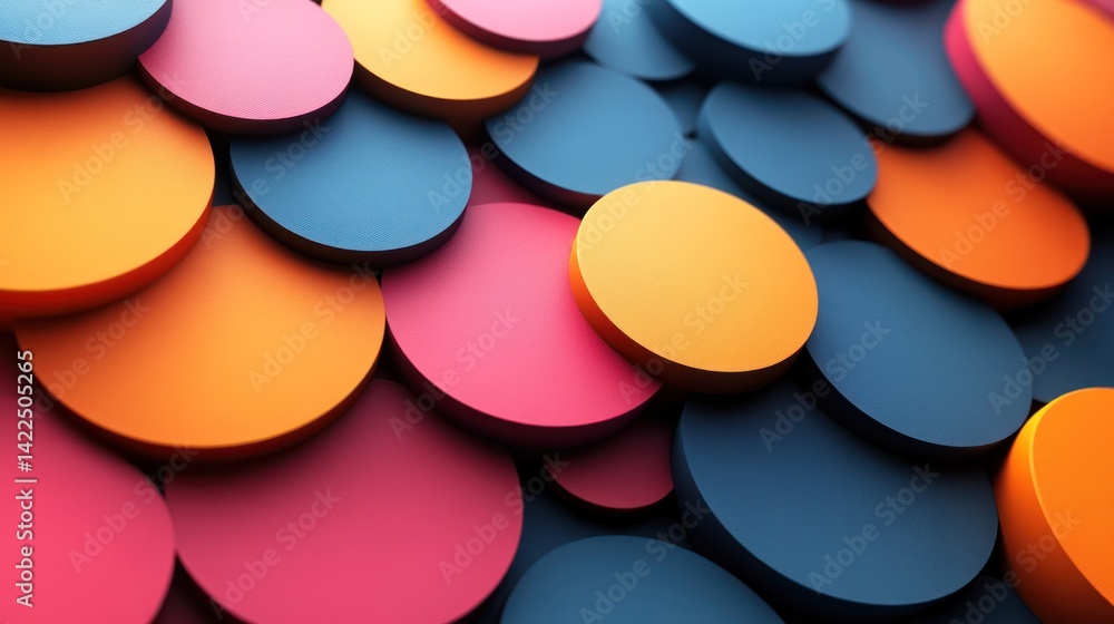 Poster vibrant and tactile array of colorful circular shapes background
