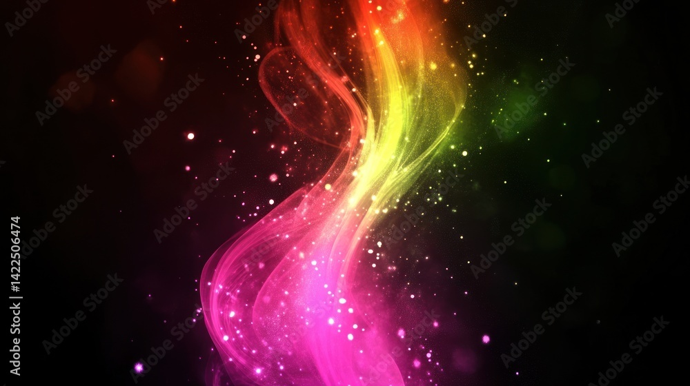Poster abstract colorful swirl of light and particles, perfect for background