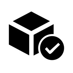 box circle check glyph flat vector icon
