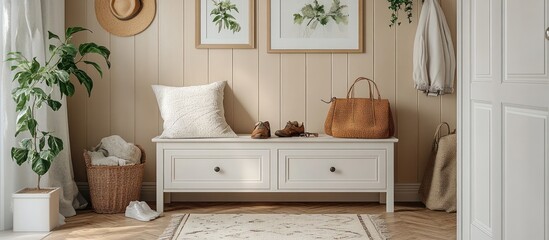 Entryway Bench with Decor and Storage