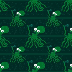 Summer ocean animals seamless cute octopus pattern for kids clothes print and wrapping paper for fabrics