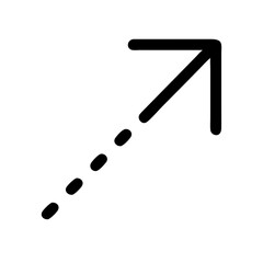 arrow up from dotted line glyph flat vector icon