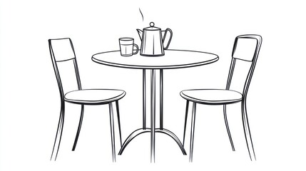 Simple sketch of a cafe table and chairs (1)