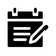 calendar lines pen glyph  flat vector icon