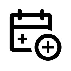 calendar plus glyph flat vector icon
