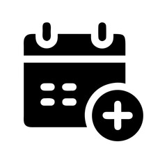 calendar plus glyph  flat vector icon
