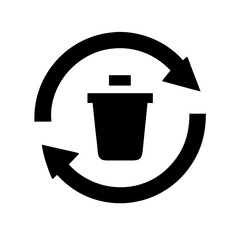 circle trash glyph  flat vector icon