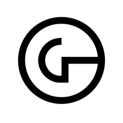 circle w glyph  flat vector icon