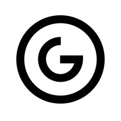 circle w glyph flat vector icon