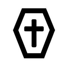 coffin cross glyph flat vector icon