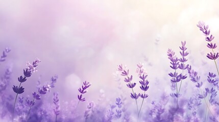Obraz premium Delicate lavender field bathed in soft pastel light.