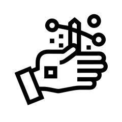 hand holding magic glyph flat vector icon