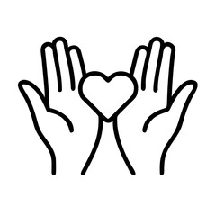 hands heart glyph  flat vector icon