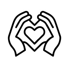 hands heart glyph flat vector icon