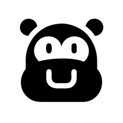 hippo glyph flat vector icon