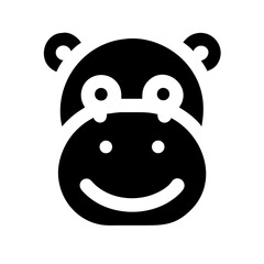 hippo glyph flat vector icon