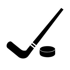 hockey stick puck glyph flat vector icon