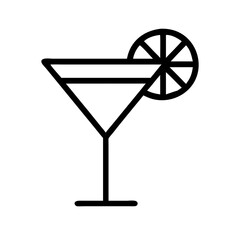 martini glass citrus glyph flat vector icon