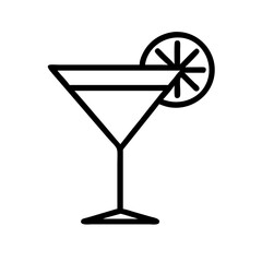 martini glass citrus glyph flat vector icon
