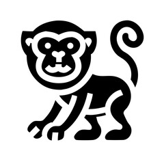 monkey glyph flat vector icon