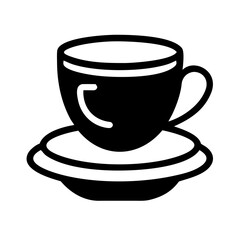 mug tea saucer glyph flat vector icon