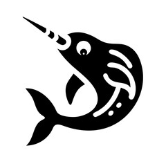 narwhal glyph  flat vector icon © Zeeshan
