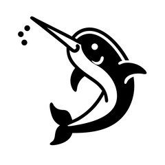 narwhal glyph flat vector icon © Zeeshan