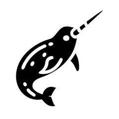 narwhal glyph flat vector icon © Zeeshan