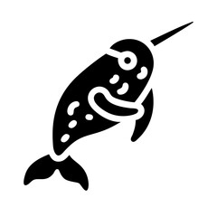 narwhal glyph flat vector icon © Zeeshan