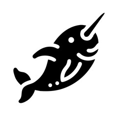 narwhal glyph flat vector icon © Zeeshan