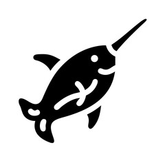 narwhal glyph flat vector icon © Zeeshan