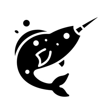 narwhal glyph flat vector icon